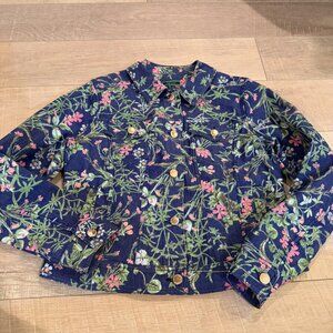 C WONDER WOMENS SIZE 8 FLORAL DENIM JACKET